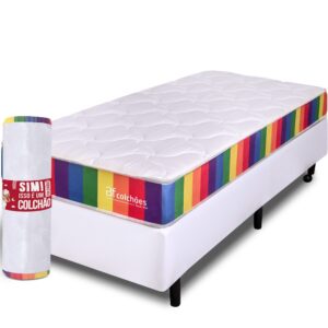 Cama Box Solteiro Com Colchão D33 A Vácuo Ortopédico Espuma Certificada 78x188x51cm BF Colchões