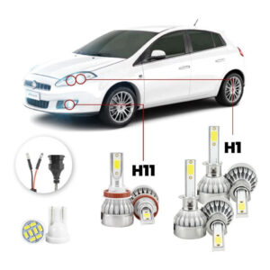 Kit Lampadas Led Fiat Bravo 2010 A 2014 H1 H11 20000lm