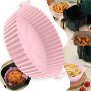 Bandeja Forma de Assadeira Para Air Frier, Forno, Micro-ondas Silicone Flexível Lavável Reutilizável Redonda