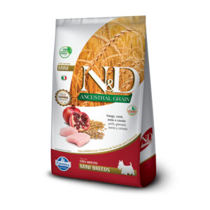 Ração N&D Ancestral Grain Cães Adultos Porte Mini Frango e Romã 10,1kg