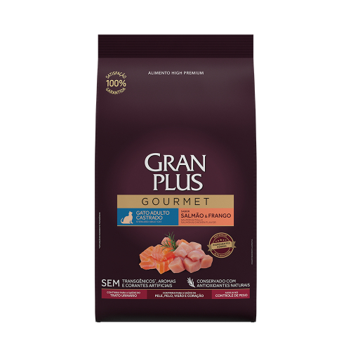 Ra??o Granplus Gourmet Salm?o Gatos Castrados 3kg 1 Ração Granplus Gourmet Para Gatos Castrados Sabor Salmão 3Kg