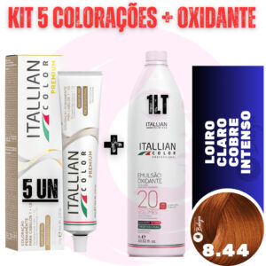 Kit 5 Tinta + Ox 20v Louro Claro Cobre Intenso 8.44