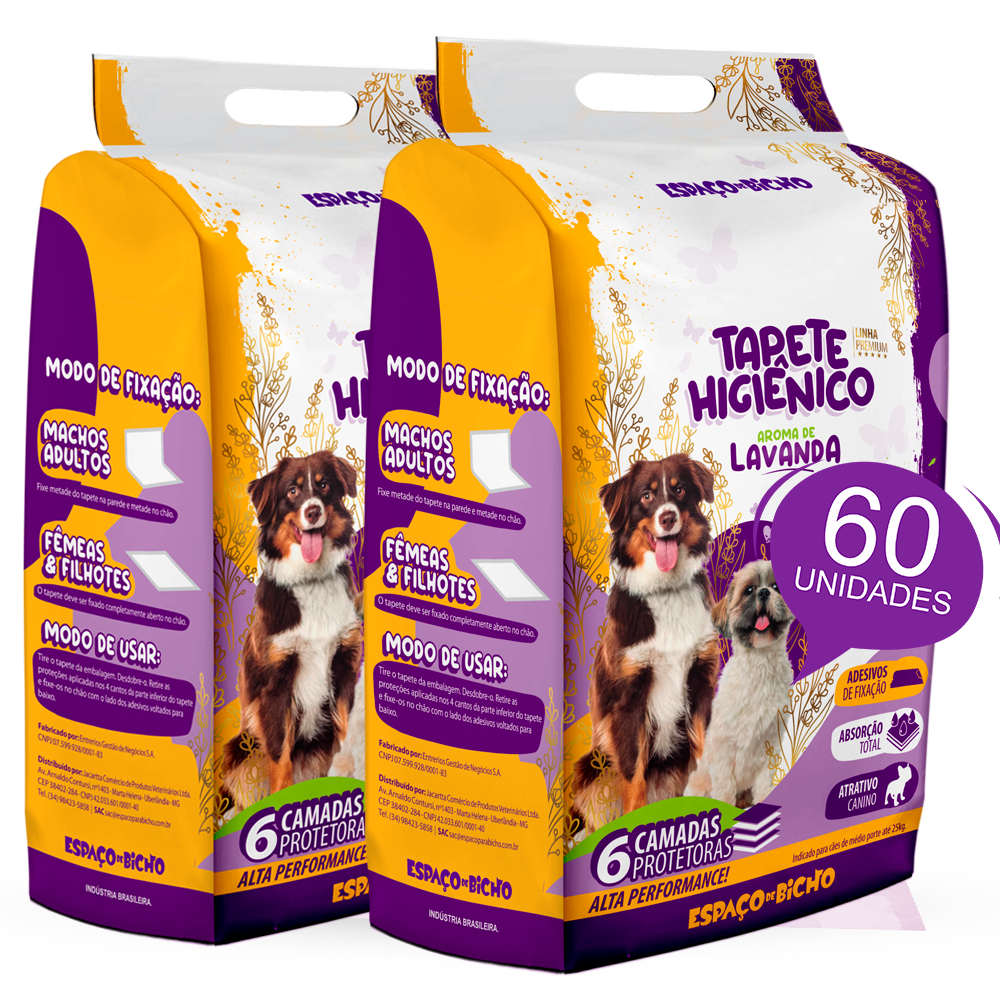 Tapete Higi?nico Pet Lavanda 80x60 - 60 Unidades 1 Tapete Higiênico Pet Lavanda 80x60 - 60 Unidades