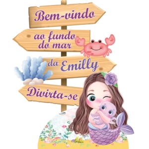 Placa Sereia MDF Personalizada com Nome