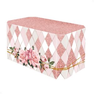 Capa Forro de Mesa Festa Decoração Floral Rose Sublimado Em Tecido Veste Fácil
