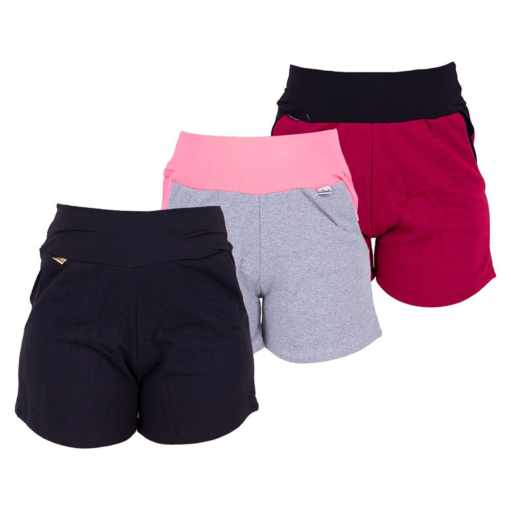 Short Moletom Feminino Sonic - Kit 3 1 Short Moletom Feminino Sonic - Kit 3