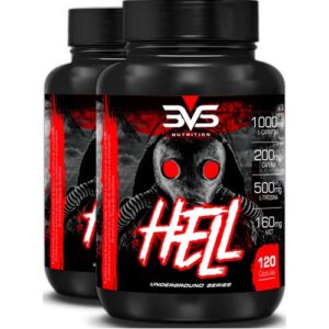 2 Potes Do Termogênico Hell - Fórmula Exclusiva Com Cafeína, L-carnitina, Mct, Cromo - 240 Cápsulas