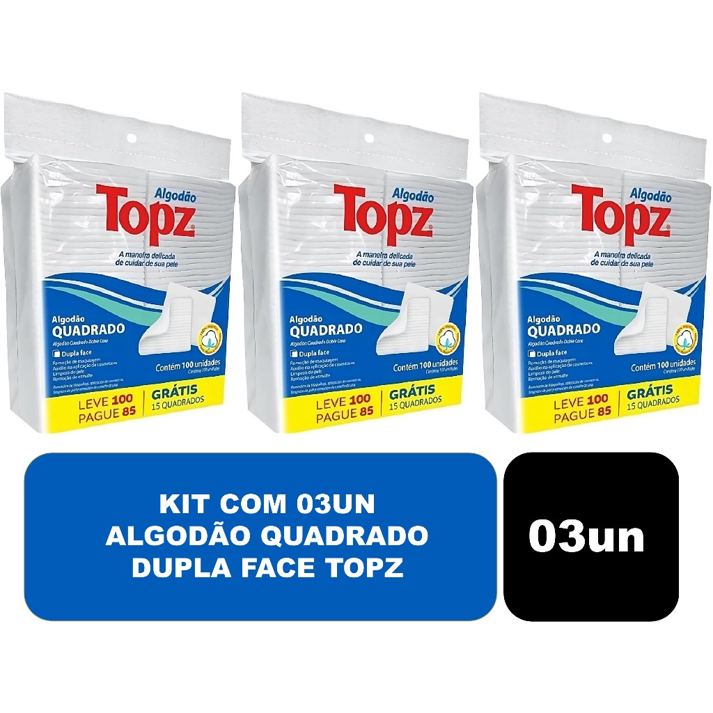 Algod?o Quadrado Dupla Face 100 Unidades 1 Algodão Quadrado Dupla Face 100 Unidades