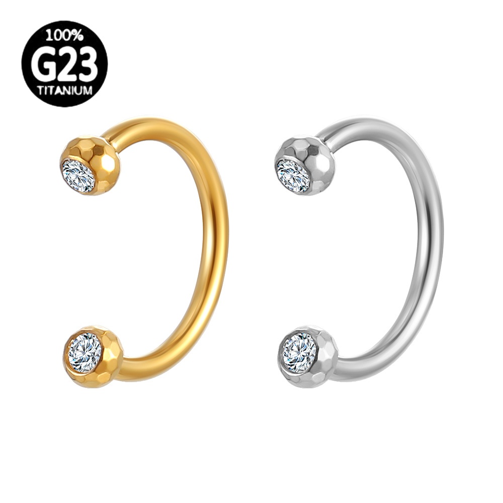 Piercing Septo Tit?nio Zirc?nia Lapidada 1 Piercing Septo Helix Daith Ferradura Lapidada Titânio Pvd Com Zircônia Cravada