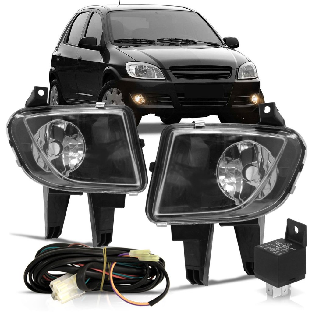 Kit Farol Milha Celta Prisma Botão Universal 1 Kit Farol Milha Celta 2007 2008 2009 2010 2011 2012 2013 Prisma Botão Universal