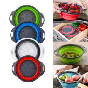 Escorredor Retrátil Silicone Com e Sem Cabo Lavador Dobrável Macarrão Legumes Verdura Cozinha Duhome