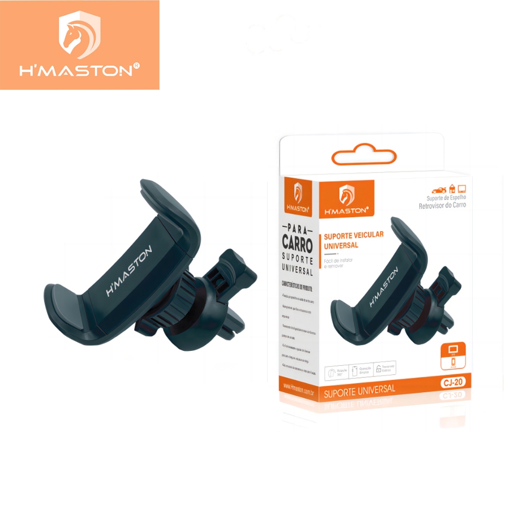 Suporte Celular Carro - H'maston CJ-20 1 H'maston CJ-20 Suporte Celular GPS Veicular Carro Universal Automóvel Saída Ar Grampo Ajustável 360°