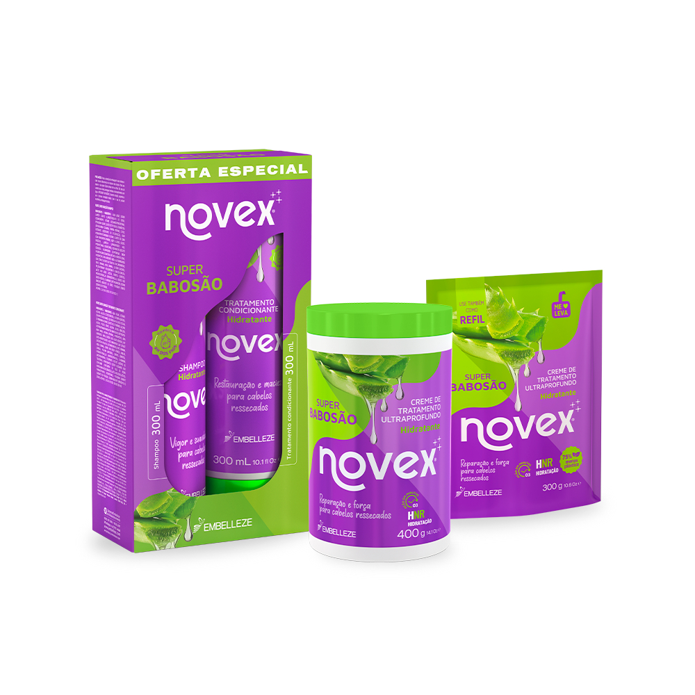 Kit Shampoo Condicionador Novex Super Babos?o 1 Kit Shampoo e Condicionador Creme De Tratamento Novex e Refil Super Babosão