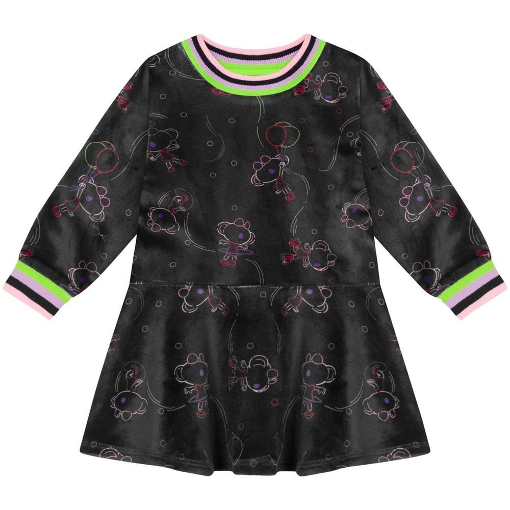 Vestido Beb? Manga Longa Lilica - Malha Aveludada 1 Vestido Bebê Manga Longa Lilica - Malha Aveludada