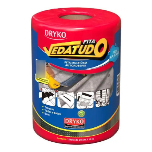 Fita Asf?ltica Dryko 20cmx10m - Vedatudo 1 Fita Multiuso Autoadesiva Asfáltica Alumínio 20cmx10m- Dryko