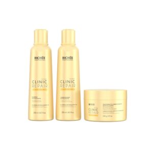 Kit Shampoo Condicionador e Máscara 3x250ml Tratamento Profissional Clinic Repair Hidratação Nutrição Richée