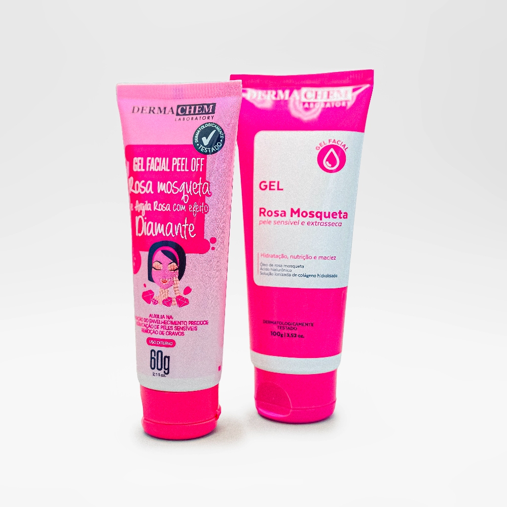 Kit Rosa Mosqueta: Gel e Peel Off Dermachem 1 Kit Skin Care Rosa Mosqueta Gel e Peel Off Dermachem