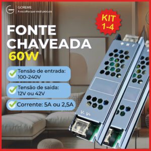 Fonte Chaveada 12V/24V 60W para LED