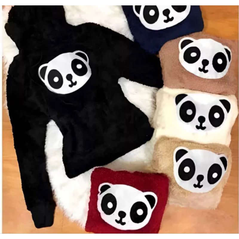 Blusa Infantil Panda Pel?cia com Touca 1 Blusa Infantil Panda Pelúcia com Touca