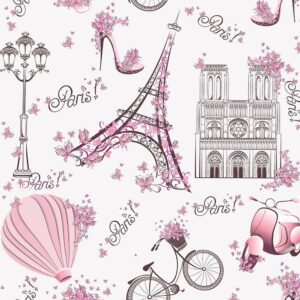 Papel de Parede Infantil Paris Rosa Lambretas