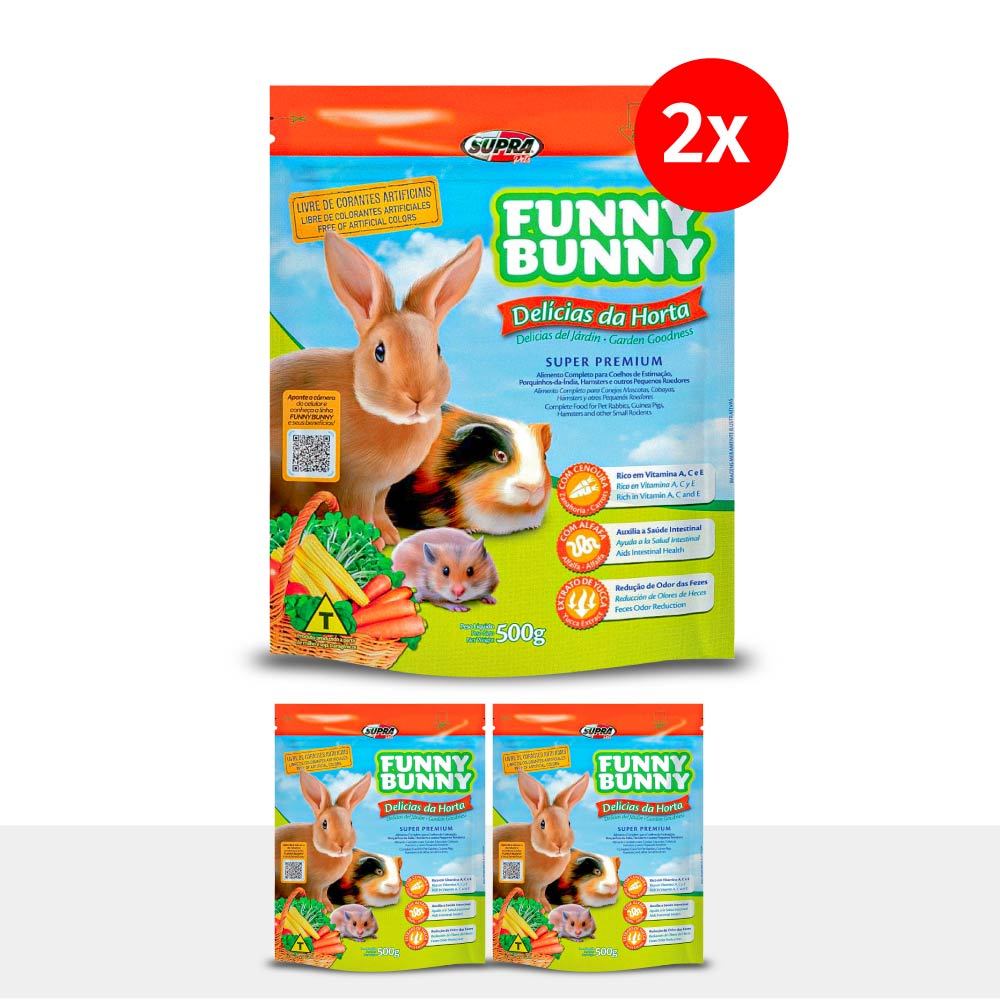 Kit 2 Ra??es Funny Bunny Del?cias Horta 500g 1 Kit 2 Rações Funny Bunny Delícias Horta 500g