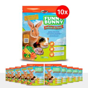 Kit 10 Funny Bunny Delícias da Horta 500g Ração para Coelhos e Roedores Supra