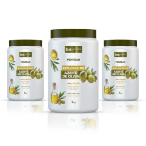 Kit 3x Creme de Pentear Explosão de Azeite de Oliva 1Kg bn.Cachos
