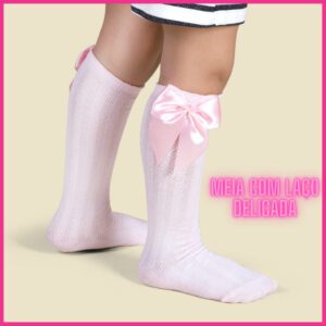 Meia 3/4 Infantil Cano Longo Laço