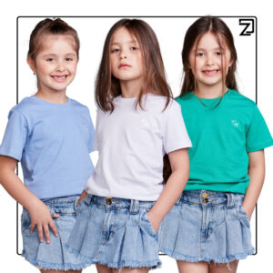 Kit 3 Camisas Básica Manga Curta Infantil Kids