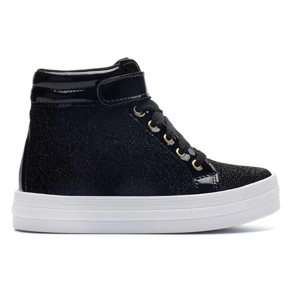 T?nis Infantil Cano Alto Glitter Preto Menina 1 Tênis Infantil Cano Alto Glitter Preto Menina