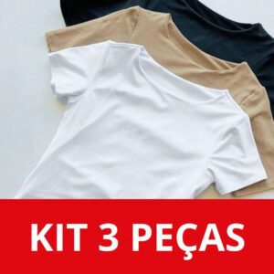 Body Feminino Suplex Manga Curta – 3 Unidades