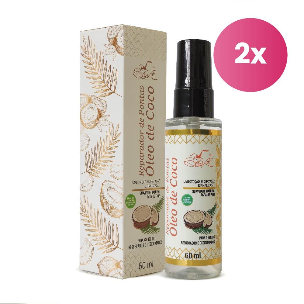 Kit Reparador Coco Belkit 60ml - Pontas Saud?veis 1 Kit 2 Reparador Capilar Óleo de Coco 60ml Belkit