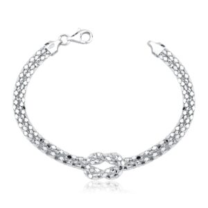 Pulseira Feminina de Prata 925 Cobra com Nó