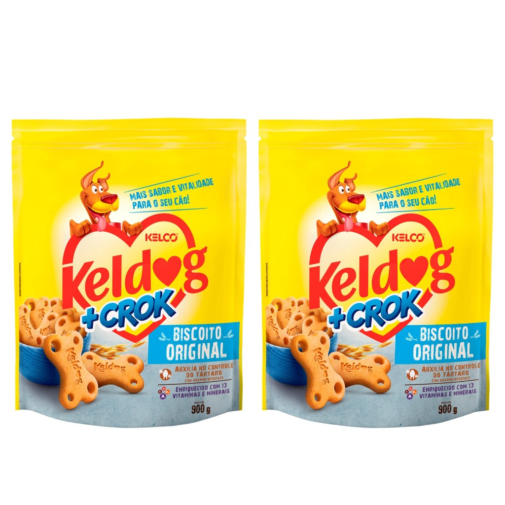 Keldog + Crok Biscoito Original 900g 1 Kelco KIT Keldog + Crok Biscoito Original 900g - 2 Unidades