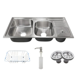 Cuba de Cozinha Dupla Inox Lixeira Tubrax