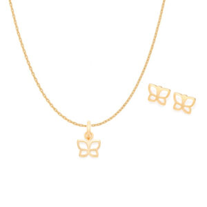 Conjunto Rommanel Colar e Brincos Borboleta