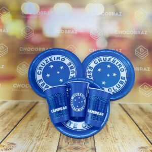 Kit Festa Cruzeiro 8 Pratos + 8 Copos Descartáveis