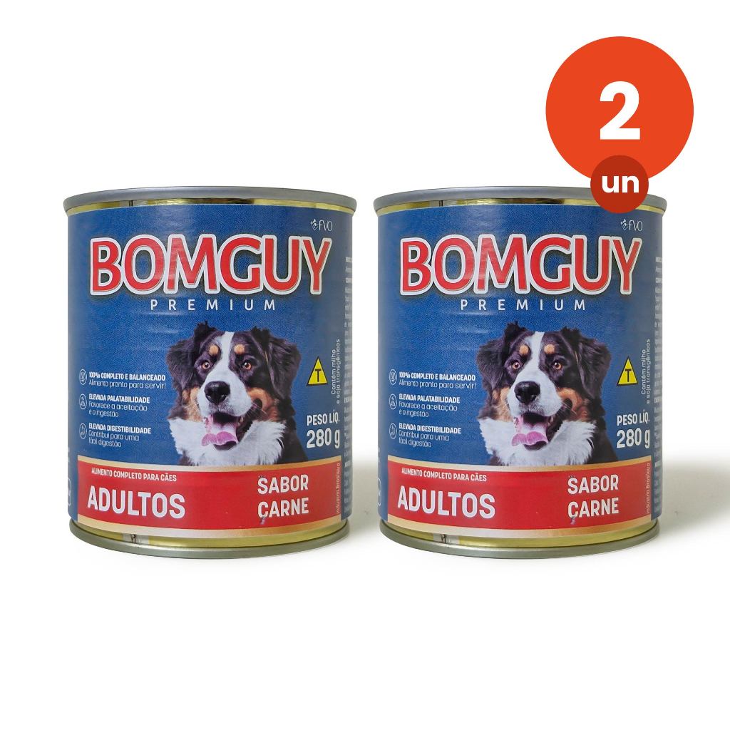 Kit 2 Pat? Bomguy Carne Adulto 280g FVO 1 Kit 2 Bomguy Premium Patê Sabor Carne Ração Úmida para Cães Adultos 280g FVO