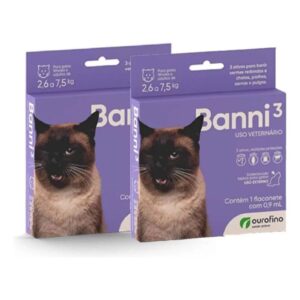 Kit 2x Banni3 Antipulgas e Vermífugo Gatos