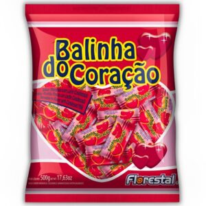 Balinha Do Coração Morango 500g Florestal Bala de Coração Ideal Para Lembrancinhas