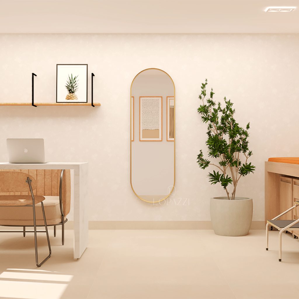 Espelho Oval Lopazzi 150x40cm - Grande 1 Espelho Lopazzi Oval Grande Corpo Inteiro 150x40cm Com Moldura Alumínio Para Quarto Sala Decorativo