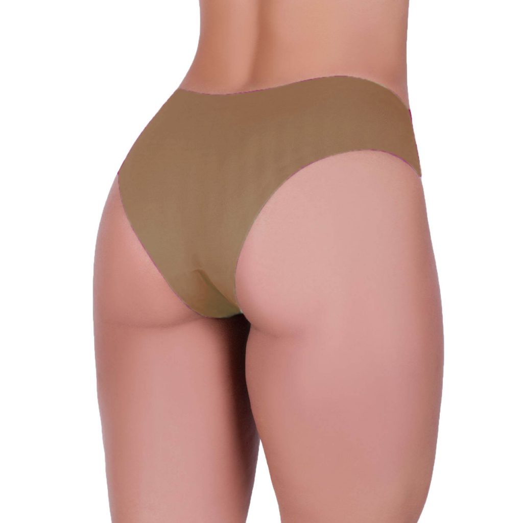 Calcinha Tanga Bege Microfibra QLC SPORT 1 Calcinha Tanga Bege Microfibra QLC SPORT