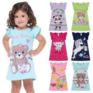 Vestidos Bebê Estampados Algodão 100% - Kit 4