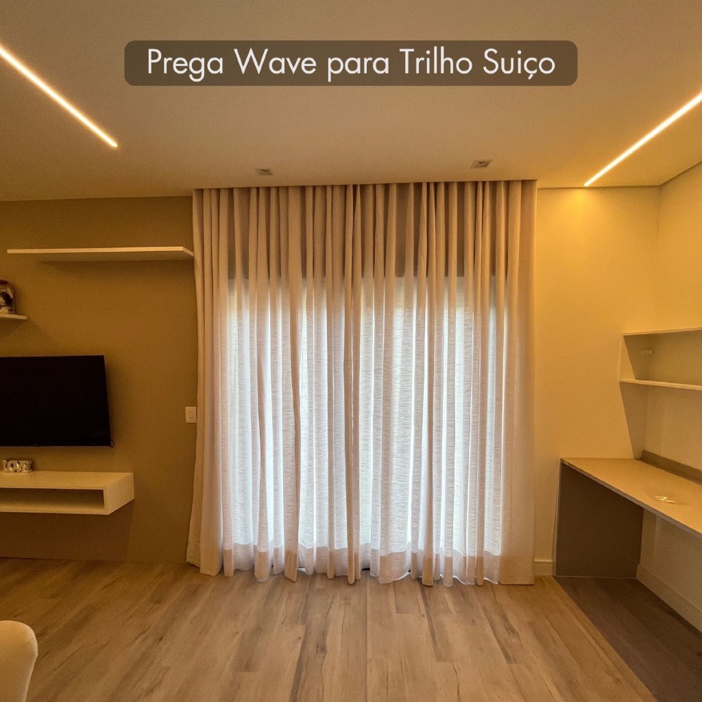 Cortina Trilho Su??o Gaze Linho Wave Luxo 1 Cortina Trilho Suíço Gaze Linho Wave Luxo