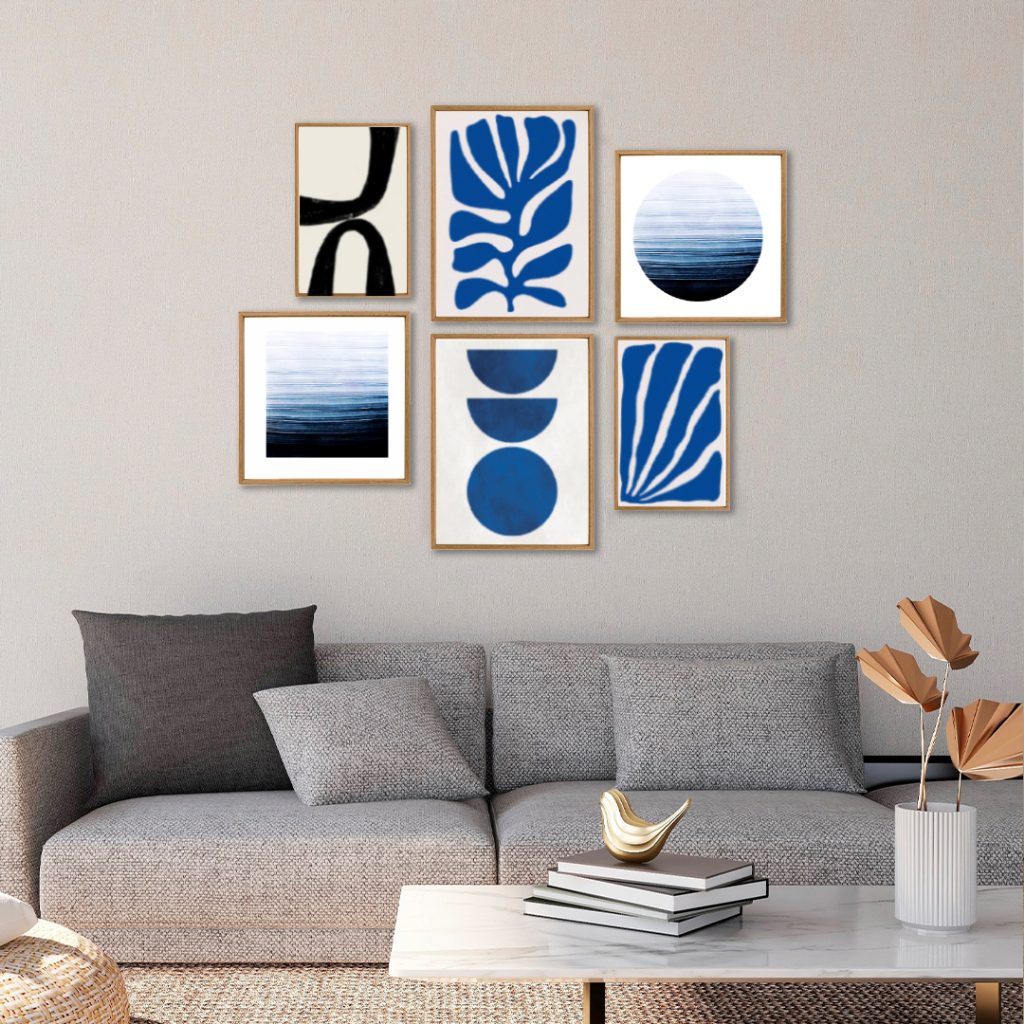Quadro Decorativo Horizonte Azul 6 Pe?as 1 Quadro Decorativo Horizonte Azul 6 Peças