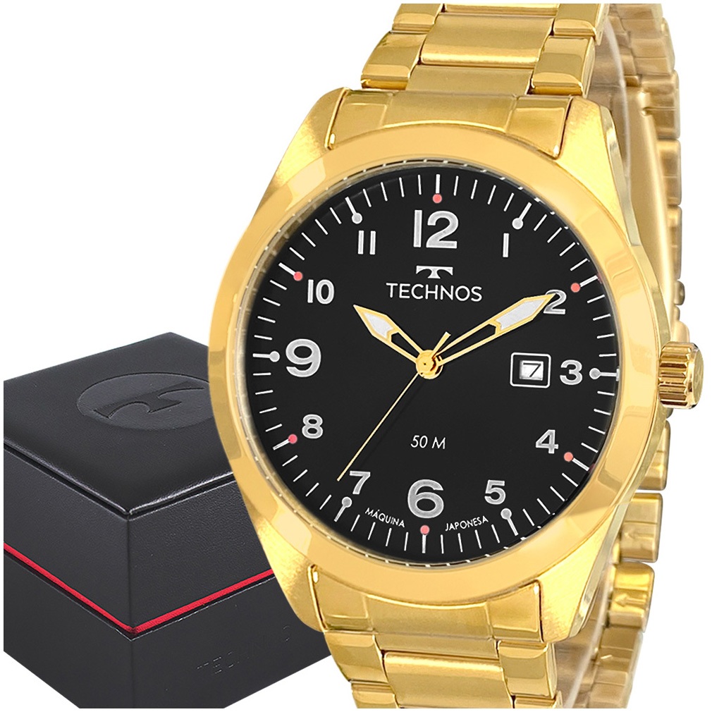 Rel?gio Technos Masculino Dourado 1 Ano Garantia 1 Relógio Technos Masculino Dourado 1 Ano Garantia