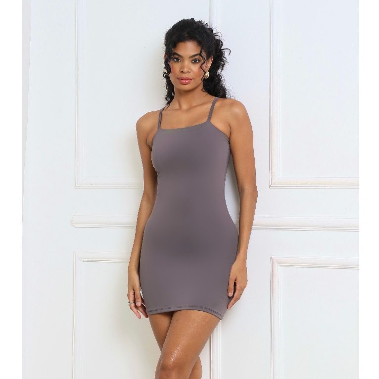 Vestido Alcinha Liso Cinza - Tamanhos P/G 1 Vestido Alcinha Liso Cinza - Tamanhos P/G