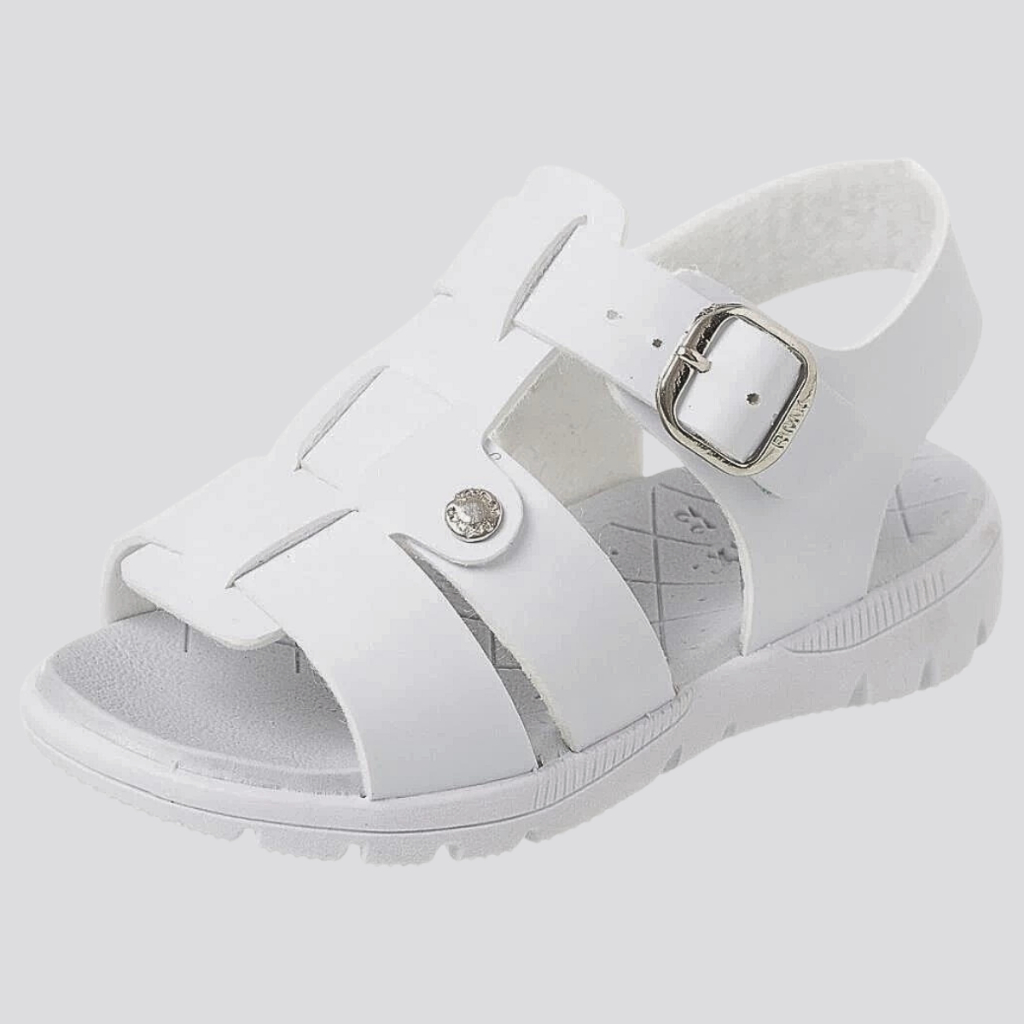 Sand?lia Infantil Menino Branca Fivela Social 1 Sandália Infantil Menino Branca Fivela Social