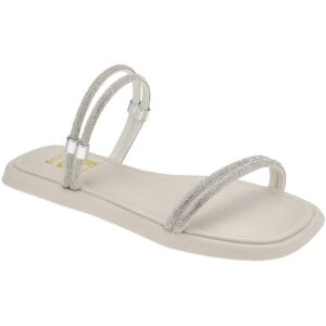 Sandália de Brilho Sola Baixa com Palmilha Confort Rasteirinha Tira de Strass Pedraria 2044