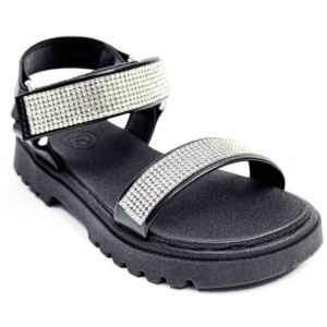 Sandália Infantil Molekinha Menina Strass Feminina 2344.135 Preto